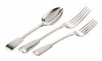 Lot 265 - 18 pieces of William IV/ Early Victorian silver fiddle pattern flatware