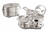 Lot 271 - Silver plated sauce serving set