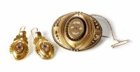 Lot 327 - A Victorian boxed set of Etruscan style brooch and earrings