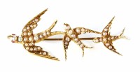 Lot 328 - Victorian/ Edwardian seed pearl set swallow