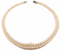 Lot 333 - A circa 1920/30's Miki Moto graduating 2-row cultured pearl necklace