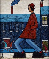 Lot 356 - Albert Barlow, Off to the Pub, acrylic.