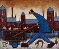 Lot 357 - Albert Barlow, Lost Dogs, acrylic.