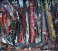 Lot 360 - William Turner, Trees in Alderley, oil.