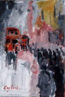 Lot 365 - F.J. England, Home Time Queue, oil.