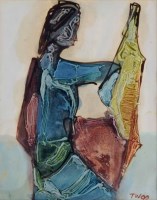 Lot 371 - Tadeusz Was, Figure, mixed media.
