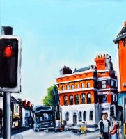 Lot 379 - Anthony Lewis-Dowell, Didsbury Crossroads, oil.