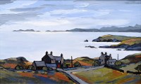 Lot 388 - David Barnes, Cottages on Cardigan Bay, oil.