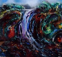 Lot 409 - David Wilde, Aber Falls In Full Spate, acrylic.