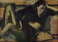 Lot 416 - Tom Ellis, Kate on the Sofa, oil.