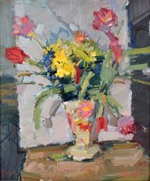 Lot 427 - Don McKinlay, Floral still life, oil.