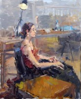 Lot 447 - Gordon Radford, Portrait of a seated female, oil.