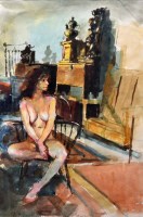 Lot 450 - Robert O. Lenkiewicz, Study of Esther, watercolour.
