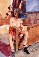 Lot 451 - Robert O. Lenkiewicz, Study of Yana, watercolour.