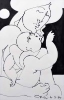 Lot 452 - Geoffrey Key, Mother & Child, ink.