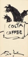 Lot 456 - Harold Riley, Costa Dogs, ink drawing.
