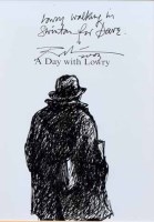 Lot 459 - Harold Riley, Lowry walking in Swinton, ink drawing.