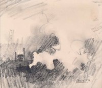 Lot 469 - Trevor Grimshaw, Steam, graphite drawing.
