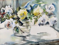 Lot 479 - Terry McGlynn, Roses, watercolour and gouache.