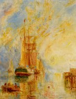 Lot 541 - William Bond, Boat in Harbour, Sunset, oil.