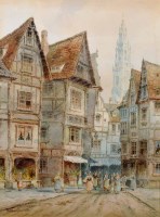 Lot 557 - George Gregory, Continental street scene, watercolour.