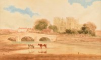 Lot 563 - Attributed to Thomas Girtin, Ripon Cathedral, watercolour.