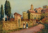 Lot 596 - A.M. Foweraker, Cordes in the Evening, watercolour.