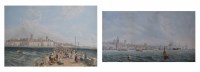 Lot 600 - English School, 19th century, The Pier at Margate and another coastal view with shipping, lithographs (2).
