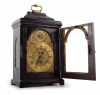 Lot 613 - A mid 18th century ebonized bracket clock