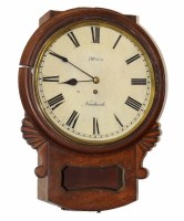 Lot 626 - Late 19th century drop-dial wall clock with mahogany case