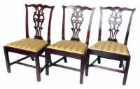 Lot 673 - Three Chippendale style dining chairs.