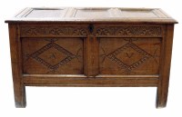Lot 704 - 17th century oak jointed chest.