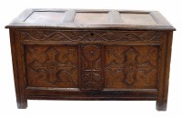 Lot 707 - 17th century oak jointed chest.