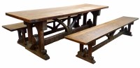 Lot 719 - Oak refectory table and matching benches.
