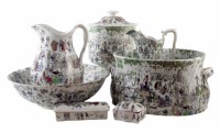 Lot 92 - Longwy pottery toilet set.