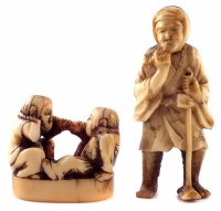 Lot 165 - 19th century Japanese ivory Okimono Sennin and one other ivory figure