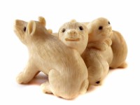 Lot 170 - Meiji period Japanese Netsuke five puppies