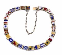 Lot 197 - Gold and enamel nautical signal flag bracelet