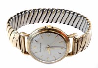 Lot 228 - Gent's vintage Jaeger-le-Coultre yellow gold wristwatch, white metallic dial, yellow gold bezel surround and round head, case size 34mm, mechanical wi