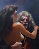 Lot 256 - R.O. Lenkiewicz, Painter with Anna Navas, oil.