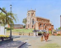 Lot 282 - Richard Simm, Parish Church of Saint James the Great, Audlem, oil.