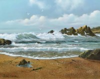 Lot 283 - Peter Cosslett, Shingle Beach, oil.