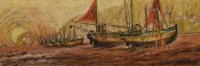 Lot 299 - Arthur Delaney, Boats on the beach, oil.