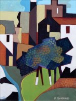 Lot 310 - Peter Stanaway, Park scene, acrylic on board.