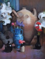 Lot 335 - Bohuslav Barlow, Still Life With Jugs, pastel.