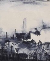 Lot 340 - Trevor Grimshaw, Chimney and Steam, ink and wash.