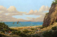 Lot 375 - L. Lewis, 19th century, Highcliffe, oil on canvas.