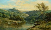 Lot 378 - W.H. Reed, River landscape with cattle watering, oil.