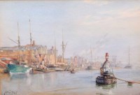 Lot 385 - Harold William Stagg, Poole Harbour, watercolour.