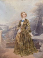Lot 387 - Attributed to George Richmond, Portrait of Jenny Lind, watercolour.